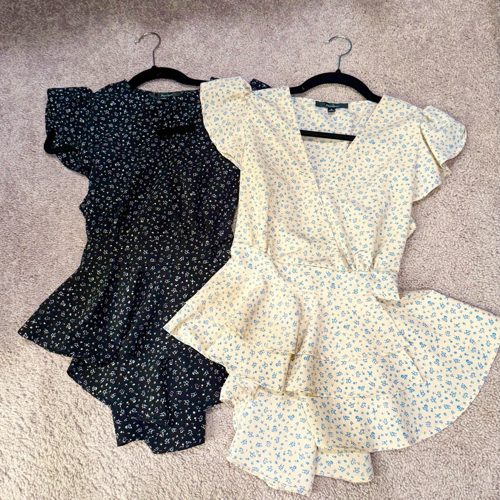 Paparazzi Black and Cream Floral Blouses